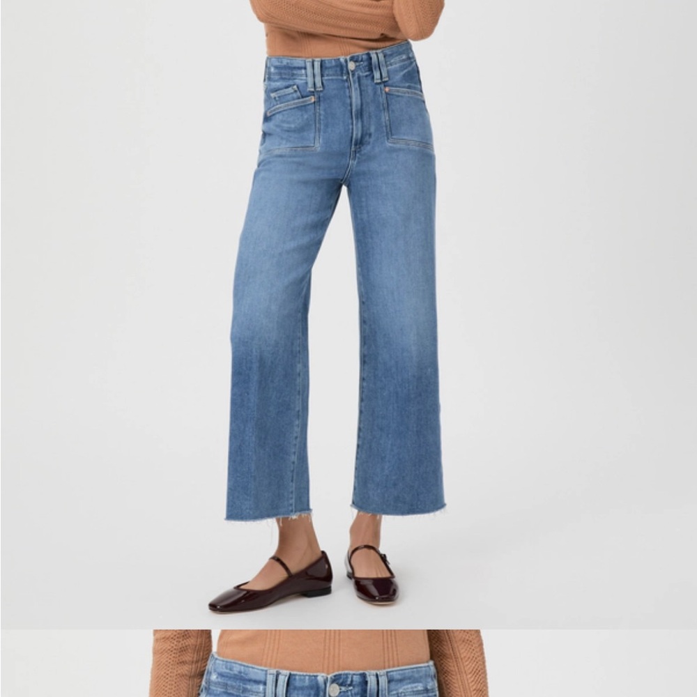 PAIGE Light Blue High-Rise Wide-Leg Jeans